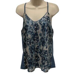 Grace Karin Womens Sequin Spaghetti Strap Top Blue Medium Polyester Spandex New